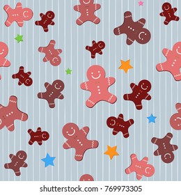 various christmas cute gingerbread seamless background, wallpaper, texture, pattern vector vector design
