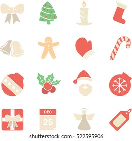 Various christmas decoration signs on white background