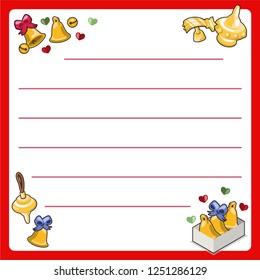 Various christmas tree decoration such as bells, shooting star and ornaments (christmas template, framed and lined for your own text)
