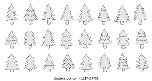 various christmas tree on the white background