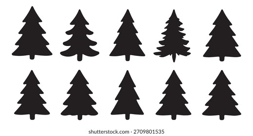 vários árvore de Natal silhueta eps 10 