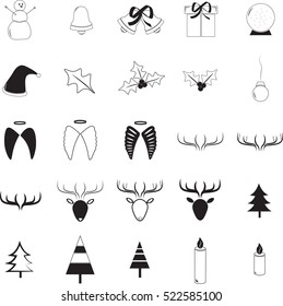 Various christmas vector signs on white background