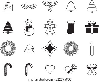 Various christmas vector signs on white background
