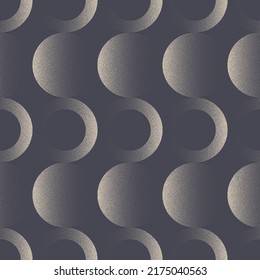 Various Circles Psychedelic 60s Style Seamless Pattern Vector Abstract Background. Retro Fashion Classy Trendy Textile Design Repetitive Wallpaper. Half Tone Graphic Optical Illusion Art Illustration