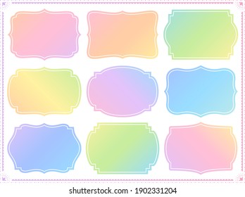 Various classic shape frame design set in colorful gradient colors