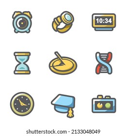 Various clock and a method for determining time icons set. Vector Illustration.