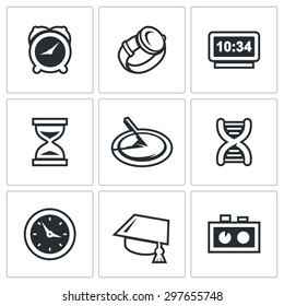 Various clock and a method for determining time icons set. Vector Illustration.
Isolated Flat Icons collection on a white background for design