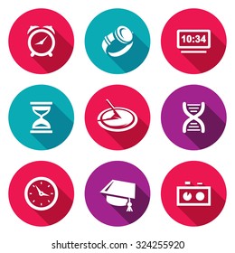 Various clock and a method for determining time icons set. Vector Illustration.