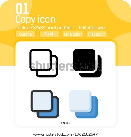 Various clone icon with outline style isolated on white background. Vector illustration copy flat style element thin sign symbol icon for ui, ux, web, logo, technology, mobile apps and all project