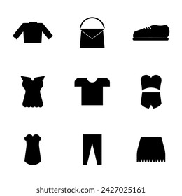 Various clothes and accessories icons. Vector