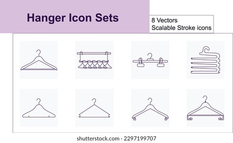 Various clothes hanger Icon sets with scalable vector stroke