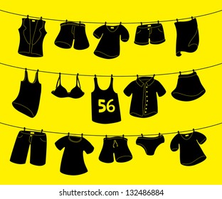 various clothes on washing line