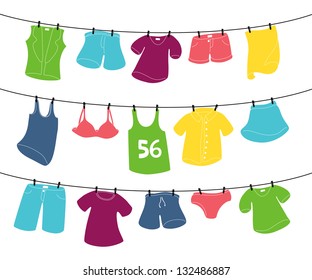 various clothes on washing line