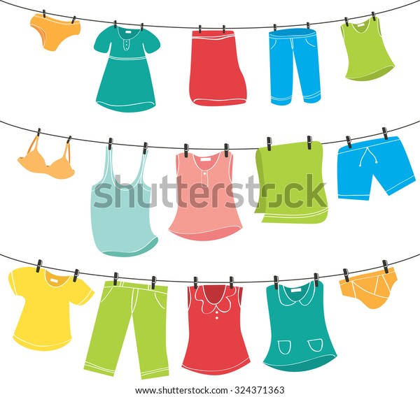 Various Clothes On Washing Line Stock Vector (Royalty Free) 324371363