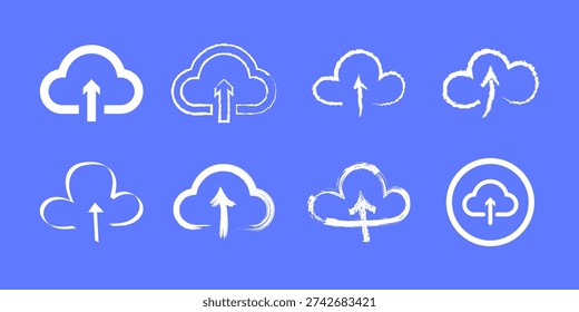 Various Cloud Upload Icons Digital Data Transfer