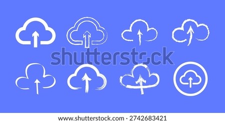 Various Cloud Upload Icons Digital Data Transfer