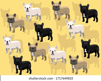 Various Coat French Bulldog Character Vector Seamless Background Wallpaper-01