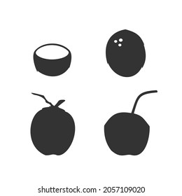 various coconut models vector silhouette set