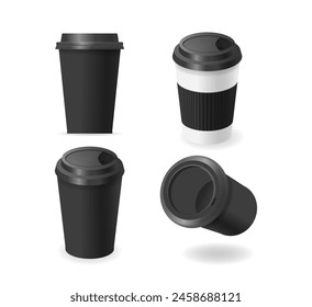 Various Coffee Cup Mockups, Featuring Isolated Takeaway Coffee Mugs In Both Classic And Modern Styles With Lids