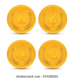 Various coins. Illustration, elements for design.