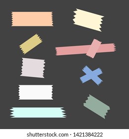 various color adhesive tape set on dark grey background. vector illustration