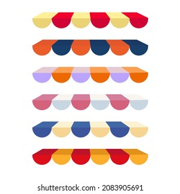 Various color awnings for shops. Vector illustration