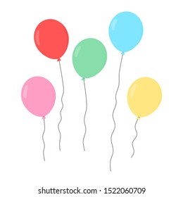 various color balloons set isolated on white background. vector illustration