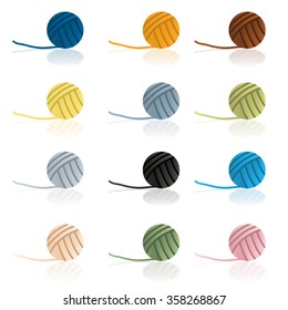 various color balls of wool reflection eps10