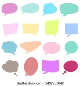 various color blank speech bubbles set with different shape isolated on white background. vector illustration