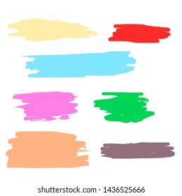 various color brush strokes vector isolated on white background