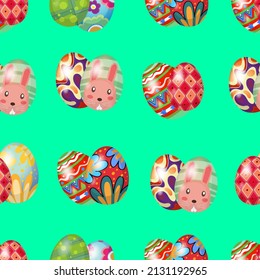 Various color easter eggs design seamless pattern