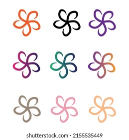 verschiedene farbige Blumensymbol, Vektorgrafik
