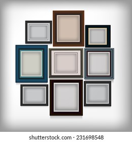 various color frame on white wall