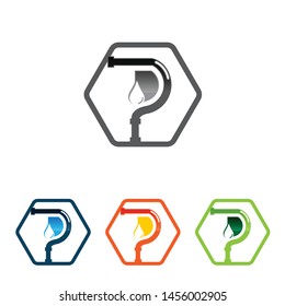 Various color of hexagon plumbing company logo vector concept