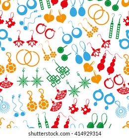 various color ladies earrings types seamless pattern eps10