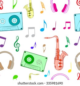 Various color musical subjects and notes on the white