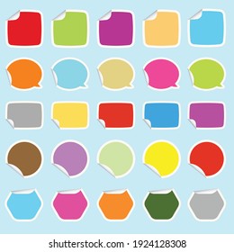 Various color and Shape of blank sticker collection to make tags