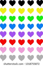 Various Color And Shape Hearth Love Symbol , Icon Set - Vector Illustration