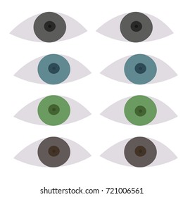Various color types of eyes, vector set