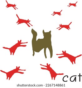 Various color vector images of several cats