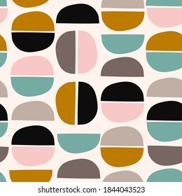 Various colored Abstract shapes. Colorful abstract Seamless pattern. Background, wallpaper. Hand drawn vector illustration. Pastel colors. Perfect for textile prints