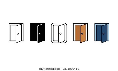 Various colored door icons with different designs and styles side by side