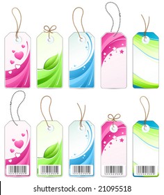 Various colored labels