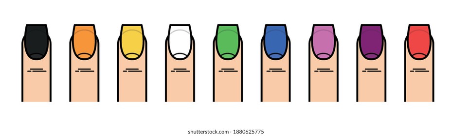 VARIOUS COLORED NAILS FOR MANICURE