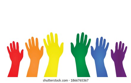 Various Colored Raised Hands Vector Stock Vector (Royalty Free ...