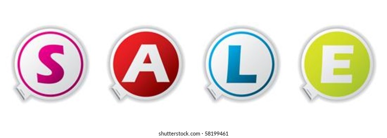 Various colored sale sticker set