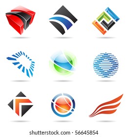 Various colorful abstract icons isolated on a white background