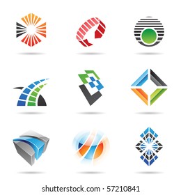 Various colorful abstract icons isolated on a white background