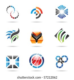 Various colorful abstract icons isolated on a white background