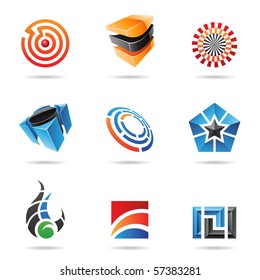 Various colorful abstract icons isolated on a white background